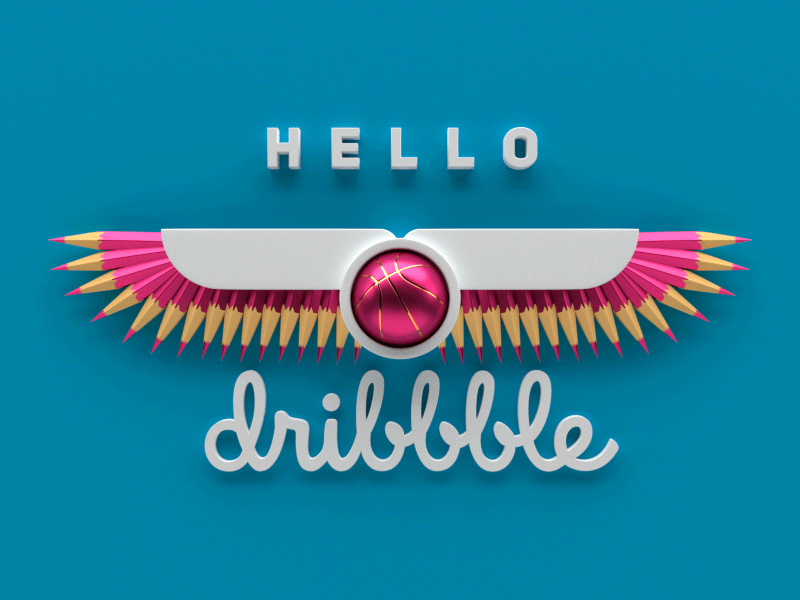 Hello dribbblers! 3d animation ball dribbble first shot hello