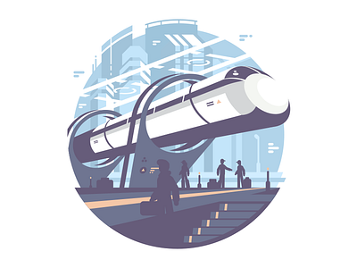 Hyperlup fast flat future illustration kit8 station train transport vector