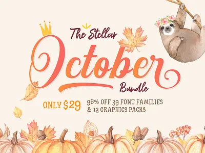 The Stellar October Bundle design bundle font font bundle graphic design script bundle watercolor bundle