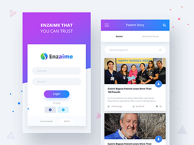 Patient Stories App Design app brand button design latest list login logo nice story ui ux