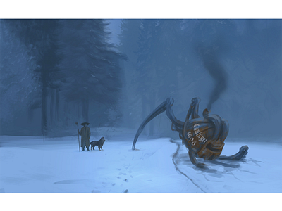 Bohemian forest conceptart digitalpainting environment folklore landscape mecha snow winter