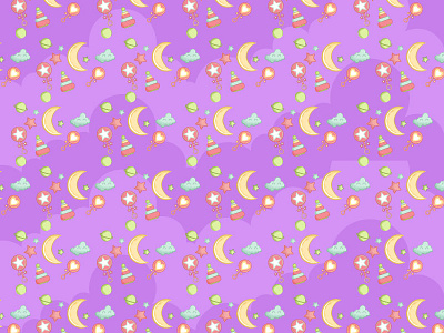 Baby Night Pattern baby flat design icon moon night pattern purple star toy vector