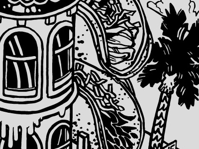 Tacos digital drawing illustration isometric mission san francisco taco tshirt vector