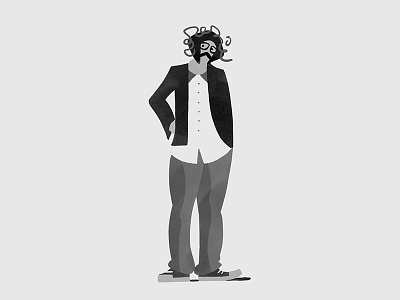 Curly dude character illustration man photoshop