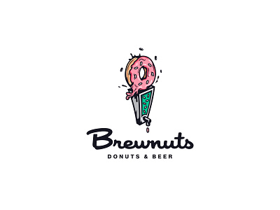 Brewnuts all the pretty colors atpcdesign bakery beer booze donut logo nathan walker suds tap