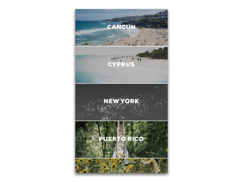 2 Step Interaction Cards card ui lists travel