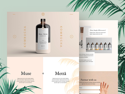 Kombucha Brand clean ui design elegant landing page minimal ui ux web