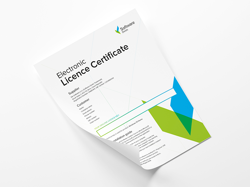 Example of Software Deals – Licence Certificate Template