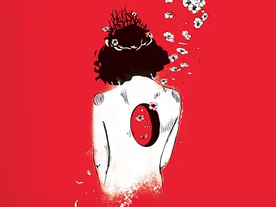 stay open botanical cherry blossom collage design drawing flora illustration nature portrait