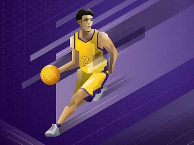 Lonzo basketball illustration isometric lakers lonzo los angeles nba polygon