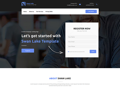 Swan Lake - Corporate Landing page conference ebook envato events gym instapage landing law themeforest travel web