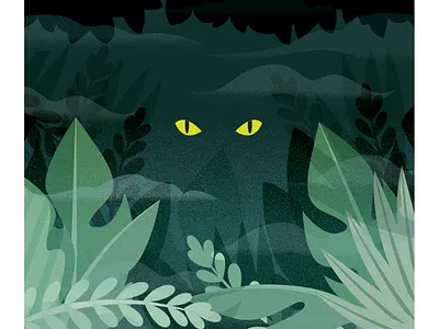 Welcome to the Jungle adobe big cat dark drawing eyes graphic design green illustration jungle leaves vector