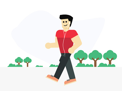 Well hello! boy flat illustration man morning tree vector