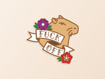 Capybara Isn't Amused animal capy capybara flowers fuck off judgmental mad tattoo type