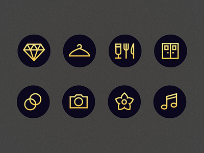 Art Deco Wedding Icons art deco gold icons outline simple wedding