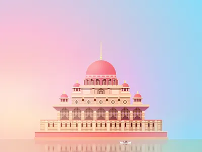 Masjid Putra building illustration ui
