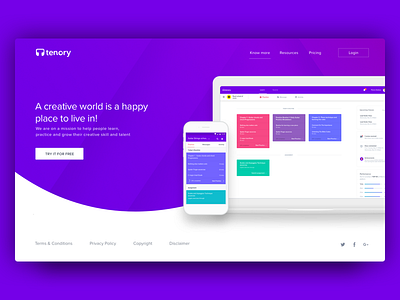 Tenory consumer landing website class creative design interface design learning management music practice student tenory ui ux website