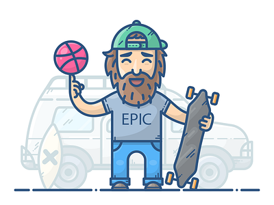 Dribbble Famous: Dann Petty board boosted character dann dribbble famous icon illustration man petty skateboard vector