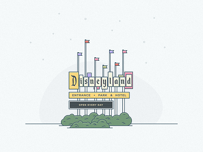 Disneyland Sign building design disney disneyland emblem illustration stroke landmark sign logo retro signage vector vintage