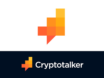 Logo concept for cryptocurrency platform branding technology money bubble text message chart chat platform talker crypto talk social cryptocurrencies coin coins financial investment trading growth stats finance info information currency mark icon brand portal multiple virtual