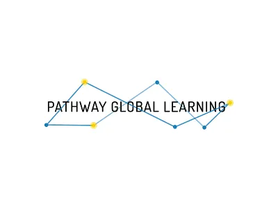 Pathway Global Learning Logo blue brand education educational global identity links logo services yellow