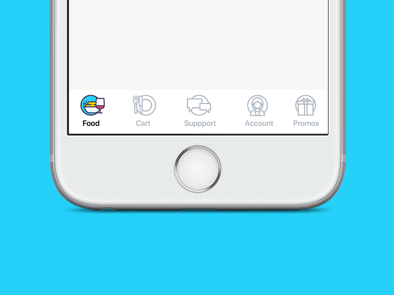 Bottom tab bar account bottom tab bar cart food icons promos support tab bar
