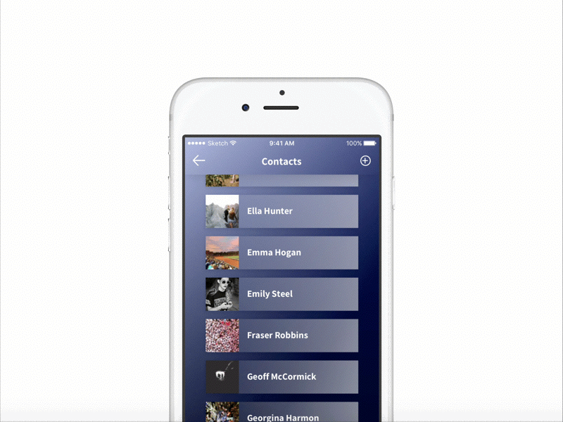 Day 25 contact 100 days of ui animation contact interface iphone 6 transition ui ui challenge user interface design