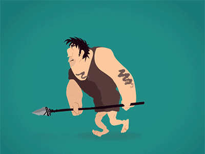 Warrior armed big arm bison defense lance man prehistory survive walking war