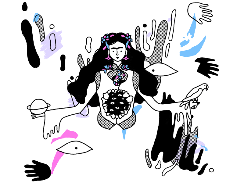 Frida Kahlo design frida kahlo illustration line loop motion