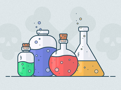 Magic Potions beaker cork cross bones icons illustration lab magic poison potions science science lab skull