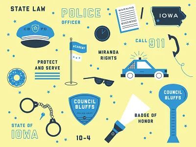 Police Officer Icon Set badge cop icon set icons illustration iowa police police officer state