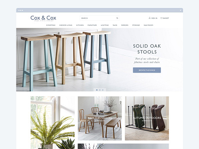 Cox & Cox – furniture and homeware eCommerce website baskerville ecommerce furniture gill sans homeware lifestyle magento premium scandi whitespace