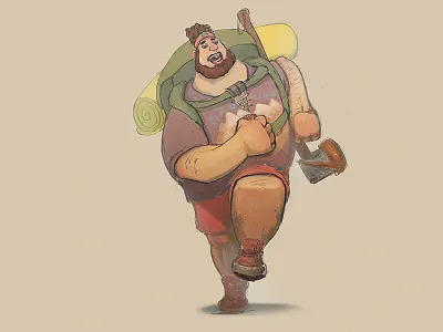 Hiking Dude art cartoon character concept drawing game
