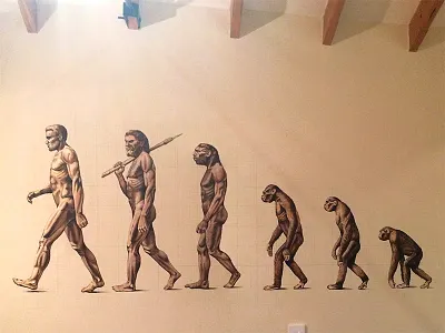 Ascent of Man Mural ascent of man darwin evolution mural painting samcoxon shrewsbury