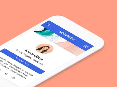 Universe Profile Page beach design mobile product profile ui universe ux