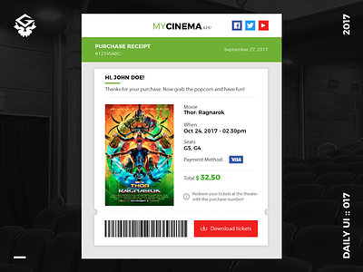 Email Receipt | #dailyui #017 017 dailyui email receipt illustrator tickets web