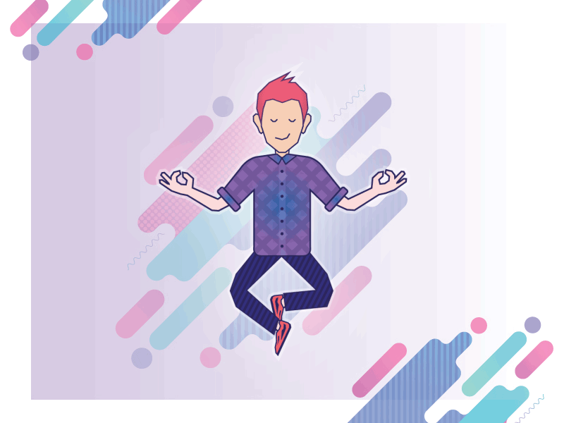 The State of Zen animation boy character design digitalart flat guy hippie hipster illustration levitating vector