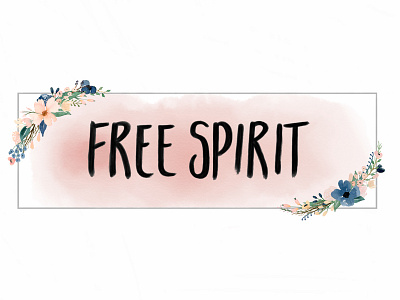 "Free Spirit" Watercolor Logo flowers hand drawn logo pink watercolor watercolor logo