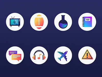 Icon Set Exploration gradients iconography icons
