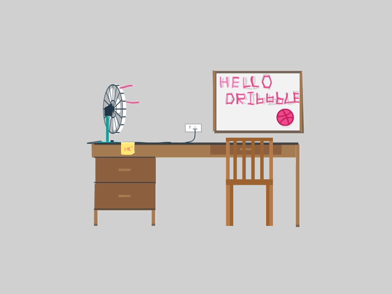 Hello Dribbble animation debut dribbble flat hello illustration invite motion graphics perspective animation