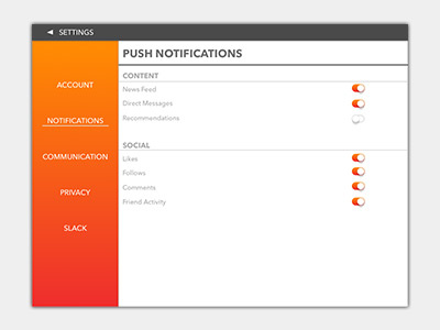 Daily UI #007 Settings Menu daily settings tablet ui ux