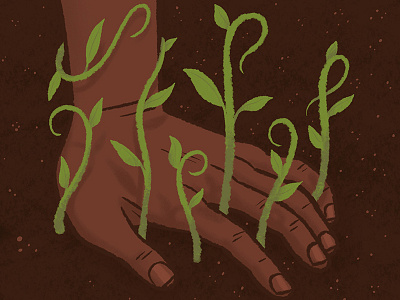 Seedlings brown dirt growth hand illustration plants vines