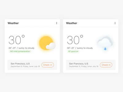 weather card card cloudy design icon pc sunny temperature， ui ui design weather web design