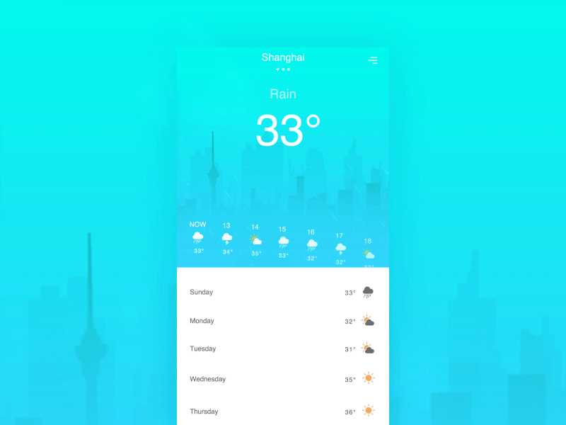 Weather interaction 33 animation app gif interaction ios rain shanghai ui weather