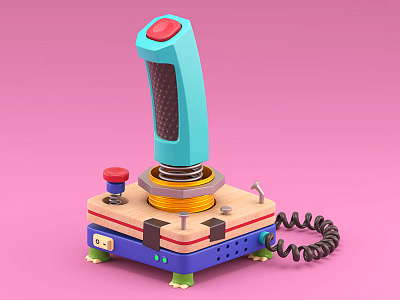 Return 3d c4d colorful dumpster illustration joystick plastic