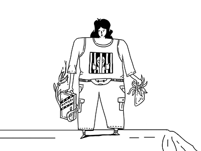 Building alien black n white doodle drawing floral illustrations minimal prison tablet wacom