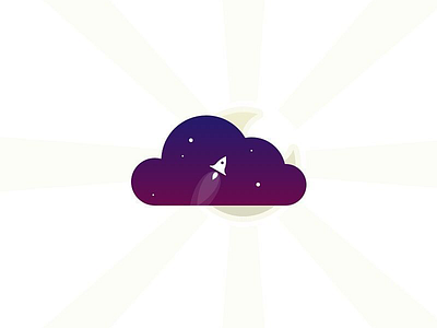 Day 84 - Sky cloud daily challenge flat gradient illustration moon nature rocket sky space stars sun