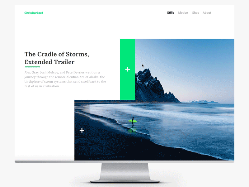 Chris Burkard, website concept animation interaction mobile photo ui ux web