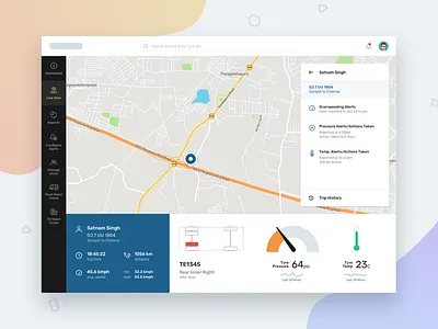 Live View activity driver live location map metre temperature trips truck tyre ui ux