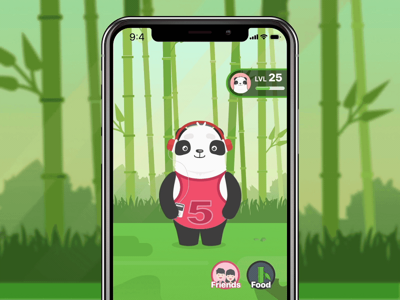 Singing the X-Panda 2d animation cute game listen motion music panda ui